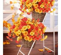 LEIMEND 10Pcs Autumn Artificial Flowers Faux Flowers Fall Decor Morning Glory Artificial Flowers Outdoor for Garden Window Porch Balcony Wedding Autumn Decorations