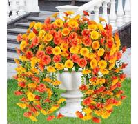 LEIMEND 4PCS Artificial Hanging Flowers Autumn Flowers Morning Glory Artificial Flower Outdoor Fall Decor Autumn Decorations for Wall Home Room Garden Yard Patio Indoor Outdoor Decoration