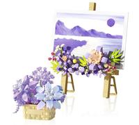LEIMEND 558 Pieces Mini Flowers Building Block Set Purple Building Block Flowers Easel Block Tech Flower blocks in Bloom with Flower Basket Decoration Gifts for a Girl's Mother's Wife