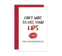 Leinessy Cheeky Love Card for Boyfriend, Naughty Long Distance Relationship Card for Him Her, Can't Wait to Kiss Your Lips