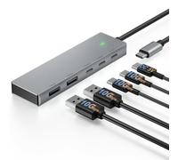 Leinsis USB C 3.2 Hub 10Gbps, 2 USB-C and 2 USB-A,DC 5V Charging for MacBook Pro, MacBook Air, Acer Laptops, HP Laptops, iPad Pro More.(Gray)