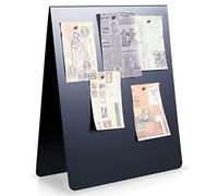 Leinuosen 1 Pcs 11 x 9 Inch Magnetic Bulletin Board Metal Magnet Board Magnet Display Stand for Tabletop Desktop Home Kitchen Office Decor (Black)