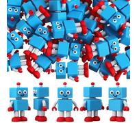 Leinuosen 100 Pcs Mini Robot Figures 1.97 Inch Miniature Blue and Red Robot Statues Figurines Robots Themed Birthday Party Decorations for Tree Tabletop Home Collectible Party Decor Gifts