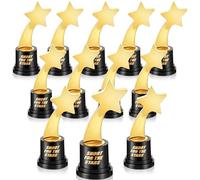 Leinuosen 12 Pack Halloween Mini Pumpkin Football Soccer Trophies for Awards, 4.5 Inch Gold Participation Plastic Trophy Cups for Sports Event Party Favors(Star)
