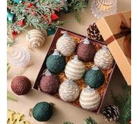 Leinuosen 12 Pcs 2 Inches Christmas Ball Ornaments Boho Farmhouse Jute Rope Hanging Balls Burlap Neutral Rustic Ornaments for Xmas Tree Wreath Garland Home Wedding Party Decor(Classic Color)