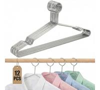 Leinuosen 12 Pcs Anti - Theft Clothes Hangers Metal Closed Loop Security Clothes Hangers 16.5 Inch for Hotels, Rvs, Lockers & Home Use
