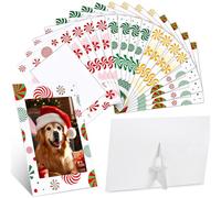 Leinuosen 120 Pcs Christmas Picture Frame Ornaments 4x6 Paper Photo Frames Bulk Cardboard Frames with Stand DIY Red and Green Photo Crafts Frame for Hanging Ornament Decorations (Circle Theme)