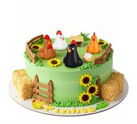 Leinuosen 18 Pcs Chicken Cake Decorations Chicken Birthday Cake Topper Coop Hen Rooster Egg Nest Grass Farm Animal Birthday Party Decorations for Chick Themed Baby Shower Supplies
