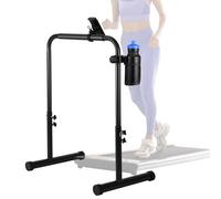 Leinuosen 24.4 Inch Wide Handle Bar for Walking Pad Only with Phone and Cup Holder Adjustable Handrail Height from 30.7 to 39.37 Inch Comfortable Grip Stainless Steel Frame Overbold Stable
