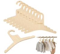 Leinuosen 24 Pcs Kids Wooden Hangers and Baby Closet Dividers for Clothes Organizer Nursery Decor Wardrobe Sorting 2 in 1 Minimalist Storage for Newborn Baby Toddler Children, 8 Styles