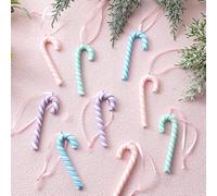 Leinuosen 24 Pcs Pastel Christmas Candy Cane Ornament Macarons Hanging Candy Cane Christmas Tree Decor Twisted Crutch Xmas Hanging Decoration for Xmas Thanksgiving Gift Indoor Outdoor Home Party Favor