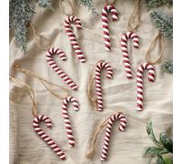Leinuosen 24 Pcs Red White Christmas Candy Cane Ornament Burgundy Red Hanging Candy Cane Christmas Tree Decor Twisted Crutch Xmas Hanging Decor for Xmas Thanksgiving Gift Indoor Outdoor Home Favor