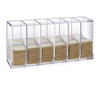 Leinuosen 25" x 12" x 7" Extra Large Clear Currency Tray with 6 Pocket Acrylic Cash Organizer Money Bill Storage Box for Bank Casinos Pharmacies