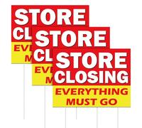 Leinuosen 3 Pcs Store Closing Everything Must Go Yard Signs with 6 Plastic Ground Stakes Full Color Business Liquidation Display Board Outdoor Store Clearance Lawn Yard Signs 15.8 x 11.8 Inches