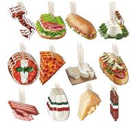 Leinuosen 36 Pack Christmas Wooden Deli Food Ornament Christmas Hanging Ornament Xmas Tree Decoration Gift with Rope 12 Styles(Deli Food Ornaments)