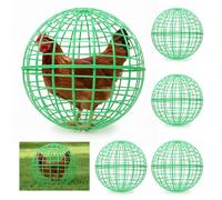 Leinuosen 4 Pack Chicken Ball Cage Movable Mesh Rabbit Coops Plastic Detachable Rolling Safety Hutch Prevents Dog Bites Horse Trampling for Bird Duck Outdoor (Green,15.75'',Classic Style)
