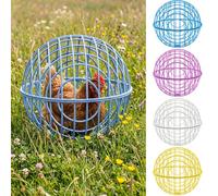 Leinuosen 4 Pack Chicken Ball Cage Movable Mesh Rabbit Coops Plastic Detachable Rolling Safety Hutch Prevents Dog Bites Horse Trampling for Bird Duck Outdoor(Bright Colors)