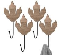 Leinuosen 4 Pcs Dinosaur Decor Wall Hooks Wooden Dinosaur Themed Towel Coat Hooks Wall Mounted Dino Shelf Decorations for Bedroom Room Home