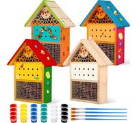 Leinuosen 4 Set Bug Hotel Kit, Wood DIY Cedar Craft for Building Bee, Hanging Insect Hotel for Bee, Butterfly, Ladybirds, Beneficial Insect Habitat, Educational Kit for Adults, Parents and Teachers
