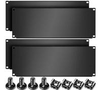 Leinuosen 4Pcs 4U Metal Black Rack Mount Filler Panel, Compatible with 19 Inch Server Rack Enclosure or Network Cabinet, Quick Installation, Cable Organization, Includes Hardware