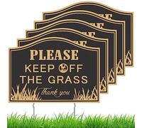 Leinuosen 5 Pcs Keep off the Grass Signs with Stakes 14 x 10 Inch Please Stay off Grass Signs for Yard Lawn Double Sided Do Not Walk on Keep Dogs Easy Install for Outdoor Use
