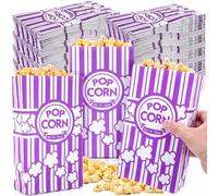 Leinuosen 500 Pcs Paper Popcorn Bags Bulk 2 oz Large Flat Bottom Boxes Disposable Container Sleeve Movie Night Popcorn Bucket for Retro Movie Themed Party Carnival Supplies (Purple)