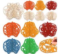 Leinuosen 72 Pcs DIY 3D Fall Pumpkin Wood Crafts to Paint 5 Inch Unfinished Wooden Slices Pumpkin Cutouts Sign Table Centerpieces for Thanksgiving Halloween Kitchen Tiered Tray Decor(Hollow)