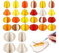 Leinuosen 72 Pcs DIY 3D Fall Pumpkin Wood Crafts to Paint 8 Inch Unfinished Wooden Slices Pumpkin Cutouts Sign Table Centerpieces for Thanksgiving Halloween Kitchen Tiered Tray Decor(Solid)