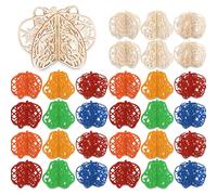 Leinuosen 72 Pcs DIY 3D Fall Pumpkin Wood Crafts to Paint 8 Inch Unfinished Wooden Slices Pumpkin Cutouts Sign Table Centerpieces for Thanksgiving Halloween Kitchen Tiered Tray Decor(Hollow)