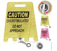 Leinuosen Funny Nurse Badge Reel Caution Overstimulated Do Not Approach Badge Holder Work Office Name ID Tag Card Glitter Holder Clips for Doctor Nurses Office Workers Work Accessories(Yellow)