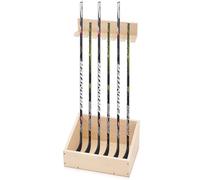 Leinuosen Hockey Stick Holder Wall Mounted and Vertical 2 in 1 Wooden Ice Hockey Rack Organizer Storage and Display Large Capacity Organizer Holds up to 6 Sticks for Player Gifts(Wood)