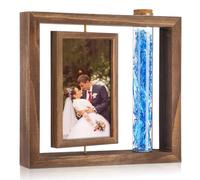 Leinuosen Jewish Wedding Picture Frame Jewish Chuppah Glass Frame Keepsake for Smashed Wedding Cup and 4 x 6'' Pictures Special Wooden Gift for Couples Engagement Collector Memory Gift