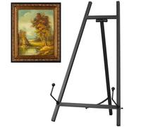 Leinuosen Metal Easel Stand 16.5" H x 8.7" W x 4.3" D Table Top Easel Stand for Display Tripod Art Picture Mirror Modern Plate Holder for Display Book Photo Wedding Sign(Black)