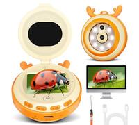 Leipan 2-in-1 Kids Microscope & Camera, 2" IPS Screen 1000X Magnification Mini Portable Pocket Microscope Science Toys, Birthday/Christmas Educational Gift for 4-12 Year Old Boys Girls (Orange)