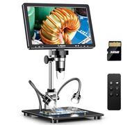 Leipan DM12 Digital Soldering Microscope - HDMI 1500X, 20MP 10.1" LCD Coin Microscope for Adults with 32GB TF Card, HD IPS Screen, 12 LED Lights, Windows/Mac OS Compatible