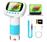 Leipan Handheld Microscope for kids, 1000X Magnification 1080P Portable Pocket Kids Microscope with 2.0" IPS Screen for Photo/Vedio, STEM Toys with 8GB TF Card for Children (Blue)