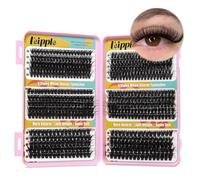 Leipple Individual Eyelashes 560 PCS Natural Eyelash Clusters D Curl Lashes 10-16MM Soft & Fluffy Thick Volume DIY Russian Lash Extensions at Home (60+80+100D)
