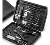 Leipple Manicure Set 18 Pcs Professional Nail Clipper Kit, Black | Stainless Steel Manicure Set, Nail Care Tools with Travel Case for Men & Women, Hand & Foot Care, Gift for Family & Friends