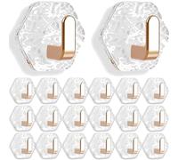 Leipsychic 20PCS Water Ripple Hexagonal Self Adhesive Hooks, Hexagonal Ripple Design, No Drill Bathroom Kitchen Wall Hooks, Heavy Duty Waterproof Adhesive for Towels, Keys & Home Décor (A)
