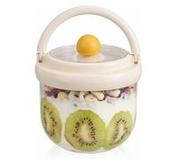 Leipsychic Mini Portable Lunch Box, Portable Small Lunch Containers, Food-Grade Plastic Salad Cup with Lid & Comfort Handle, Transparent Snack Container for Kids Adults (B)