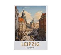 Leipzig deutsches Vintage-Reiseposter，Papier Landscape Puzzle, Jigsaw Puzzles 1000 Pieces, For Adult Kids Decompression Puzzle Nice Gifts（38x26cm）-BD8