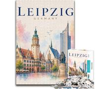 Leipzig Germany Cityscape with Bach Statue Jigsaw Puzzle, 1000 Pieces | Puzzle for Adults - screen-free home activity over several sessions.