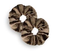 Leirinik Velvet Scrunchie Olive Green Pack of 2 - 14 cm - High-Quality Hair Scrunchie Made of 100% Polyester - Velvet Look for Women and Girls - All Hair Types - Gentle on Hair