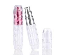 Leismy 2 PCS Perfume Atomizer Travel Refillable Mini Scent Bottle Diamond Design 5ML Fragrance Sprayer Scent Pump Case for Travel Trip Business Portable Dispenser for Women and Men (Red+Silver)