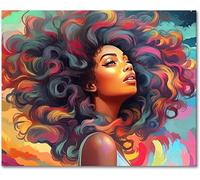 Leisouu DIY Paint by Numbers Colorful Woman Paint by Number for Adults Beginner with Paintbrushes Black Woman Acrylic Kits On Canvas Art Crafts for Home Walls Frameless(40x50cm)