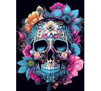 Leisouu Skull Flower Paint by Numbers for Adults- Sugar Skull Paint by Numbers for Adults Beginners, Acrylic Simple Paint by Number Canvas for Gift Decoration(40x50cm)