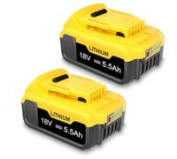 Leisuda DCB184 Battery Replacement for Dewalt Battery 18V 5.5Ah, 2 Pack | Compatible for Dewalt 18V XR Tools, Replacement for DCB200 DCB182 DCB181 DCB201 DCB204 DCB183 DCB184-XJ DCB182-XJ DCB181-XJ