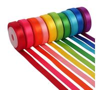 LeisuDay 10 Colours Rainbow Satin Ribbon 10mm X 4.5M Each Double Faced Fabric Ribbon for DIY Craft,Gift Wrapping,Coloured Ribbon, 10 Colours Kit