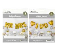 Leisure Arts Balloon Banner Mr&Mrs&I Do 2 SetsGold