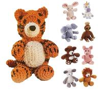 LEISURE ARTS Little Crochet Friend Animals Crochet Kit, Tiger, 8", Complete Kit, Learn to Animal Starter Kit for All Ages, Includes Instructions, DIY Amigurumi Kits
